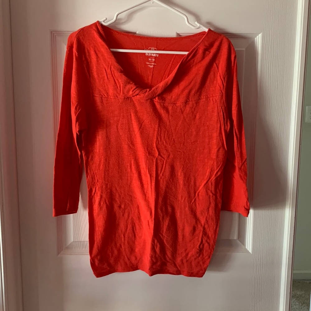 Long sleeve bright orange v neck